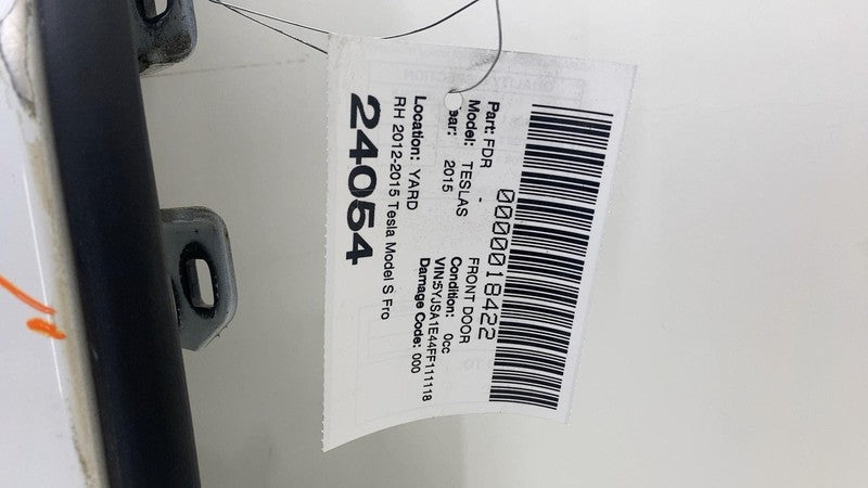 ⭕ 12-15 Tesla Model S Front Passenger Side Door Shell Panel Right Whit