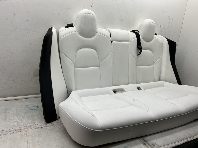 ⭕ 2017-2023 Tesla Model 3 Rear 2nd Row White Leather Seat Upper + Lowe