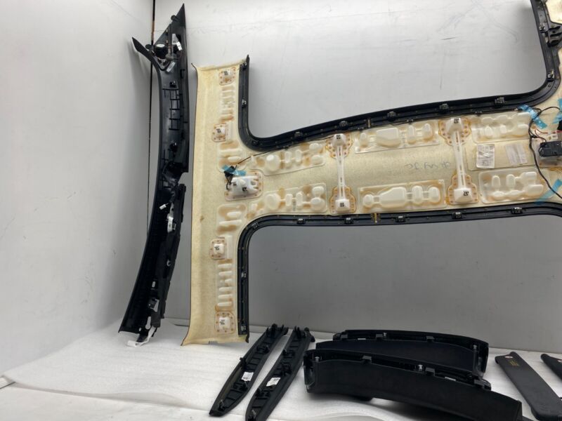 2016-2020 Tesla Model X Headliner A-Pillar + Upper B-Pillar w/ Sunvisor & Bezel