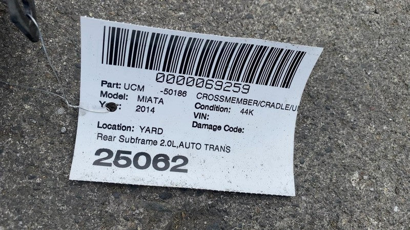 ⭕ 06-15 Mazda MX-5 Miata Rear Suspension Subframe Sub K-Frame Crossmember Cradle