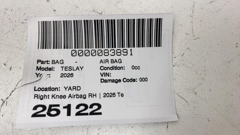 ⭕ 2025-2026 Tesla Model Y Juniper Right Passenger Side Knee Airbag 107