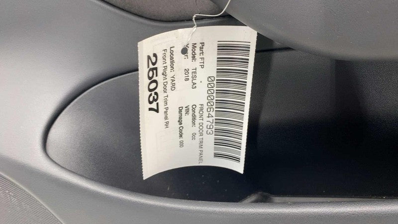 1090411-01-I ⭕ 17-20 Tesla Model 3 Front Right Interior Door Panel Trim Card OEM 1090411-01-I