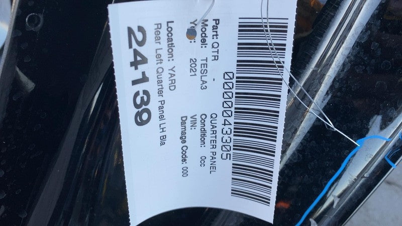 ⭕2021-2023 Tesla Model 3 Rear Left Quarter Panel Structural Cutout LH Black PBSB