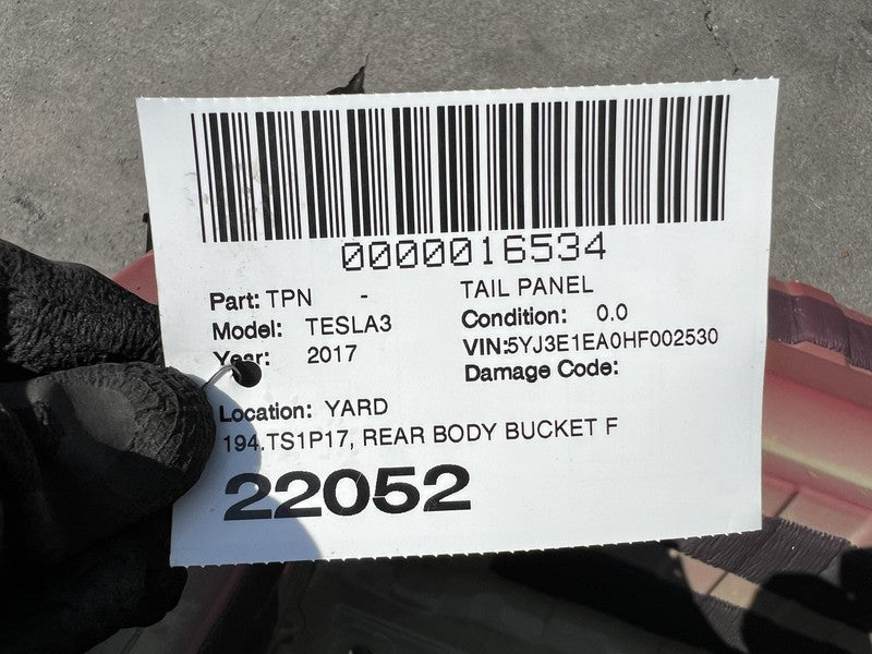 ⭕ 2017-2023 Tesla Model 3 Rear Tail Panel Bucket + Upper & Lower Rail Structural