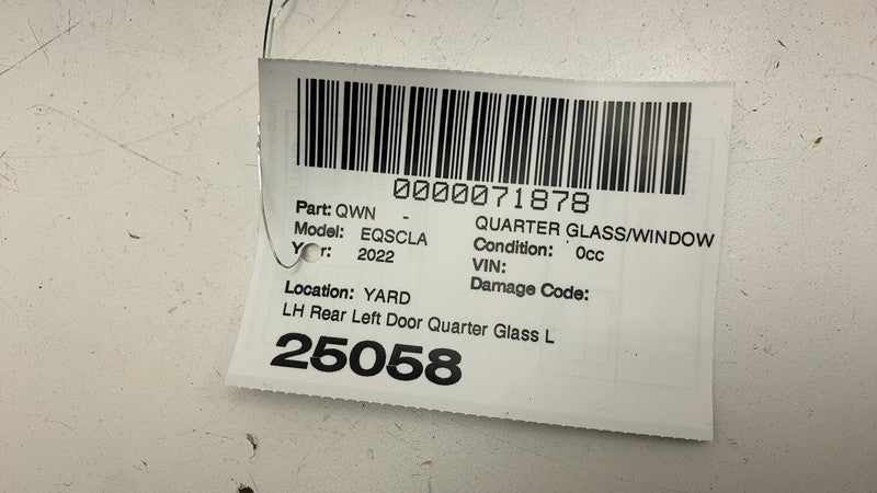 ⭕ 2022 Mercedes Benz EQS Front Left Quarter Door Window Glass Vent A29