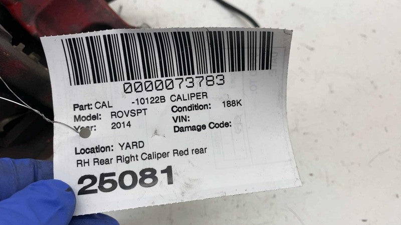 ⭕ 14-17 Range Rover Sport Rear Passenger Caliper Red w/ Brake Hose Line Right RH