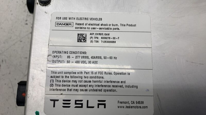 600927800F 2012 2013 2014 2015 Tesla Model S MS High Voltage HV Onboard Charger Module 10KW