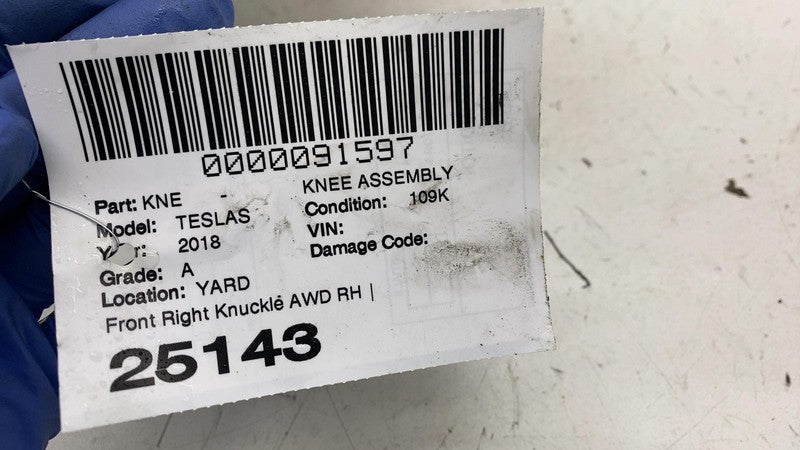 ⭕ 16-20 Model S Front Right Spindle Knuckle + Hub Bearing & ABS AWD 10