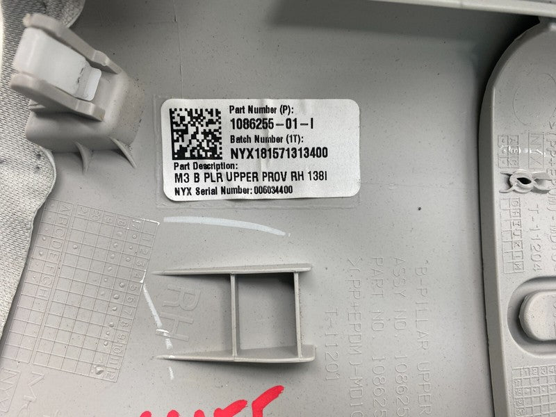 1086255 01 I ⭕17-23 Model 3 Passenger Side B-Pillar Upper Trim Cover Panel Right 1086255-01-I