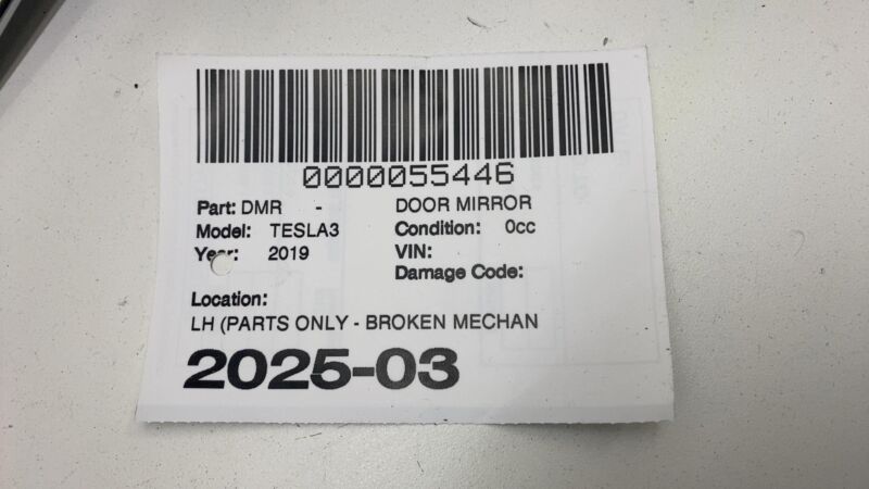 Does not apply ⭕ 17-20 Model 3 Left Exterior Rear View Door Mirror LH Black - PBSB (PARTS ONLY)
