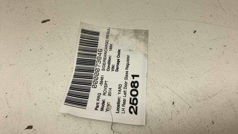 14-22 Land Range Rover Sport Rear Left Door Window Regulator & Motor D