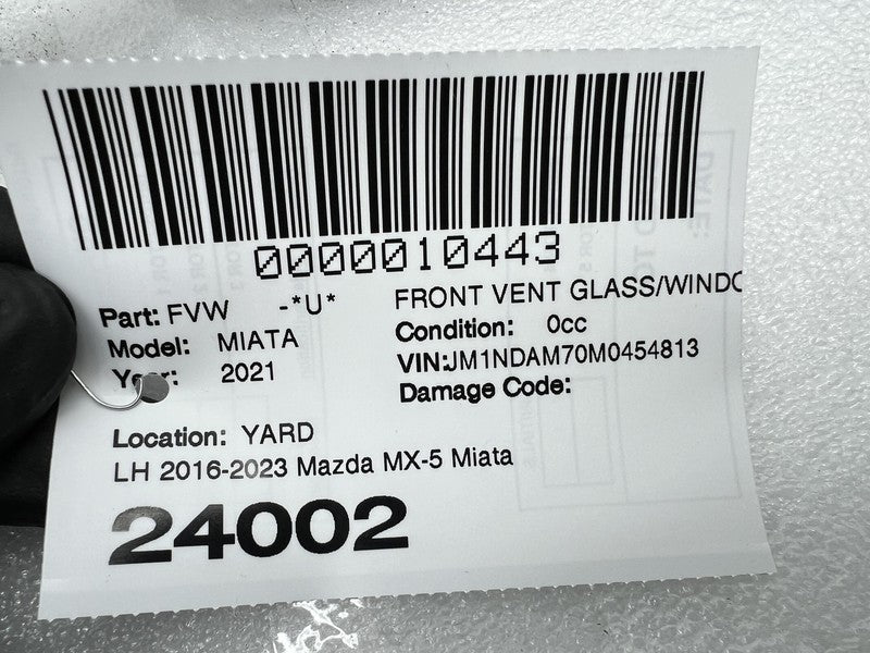 NA1P 59 661C 2016-2023 Mazda MX-5 Miata Front Driver Side Pillar Vent Door Glass Left LH Assy