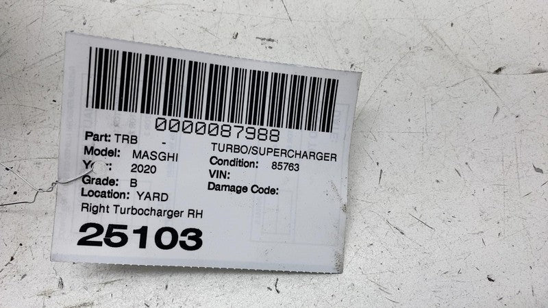 ⭕ 14-24 Maserati Ghibli Right Turbocharger Manifold Air Cleaner Duct I