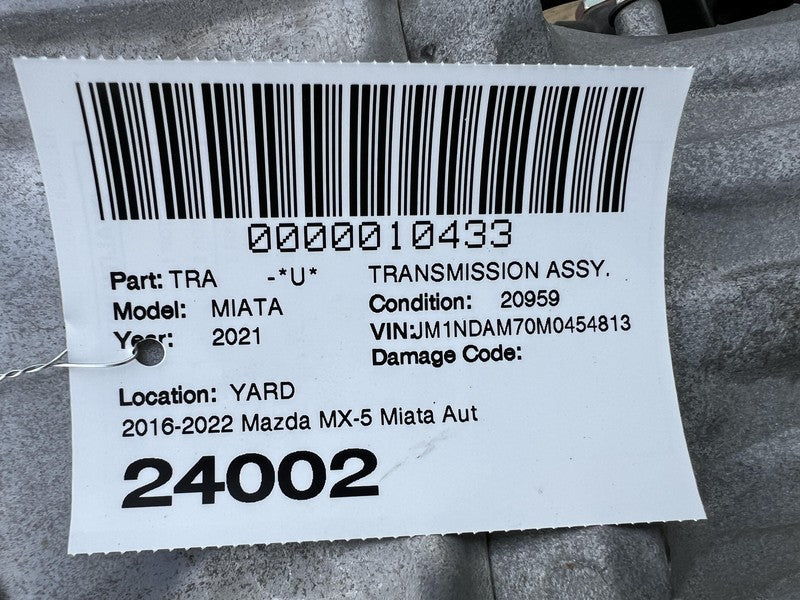 SJ141-9090-8D 2016-2022 Mazda MX-5 Miata Automatic Transmission 6-Speed Assy 21K SJ141-9090-8D