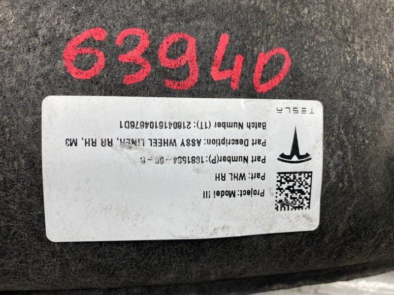 ⭕ 17-23 Model 3 Rear Right Quarter Wheelhouse Liner Splash Shield 1081
