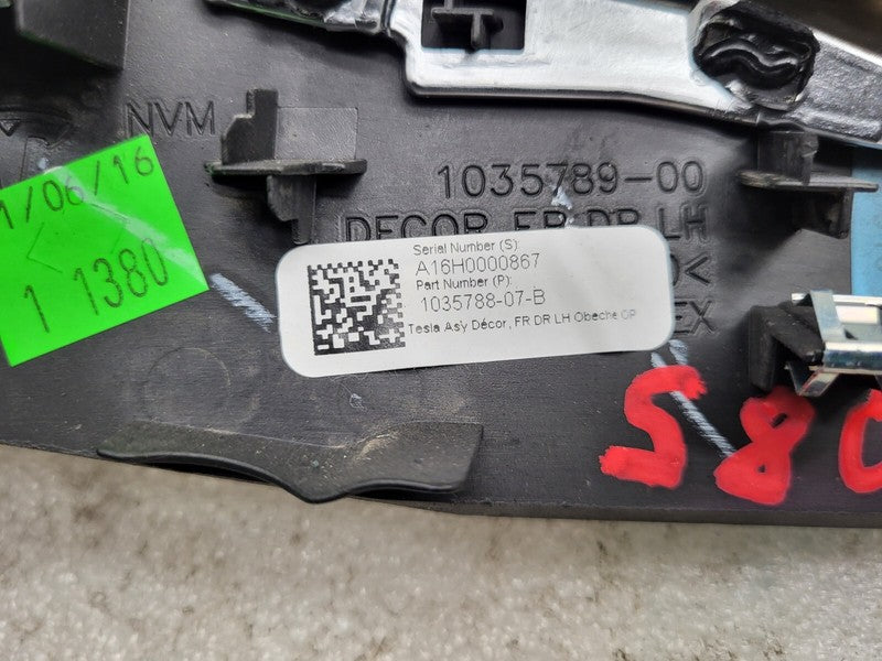 1035788 07 B ⭕ 16-20 Model X Front Left Upper Door Card Trim Obeche Open Pore LH 1035788-07-B