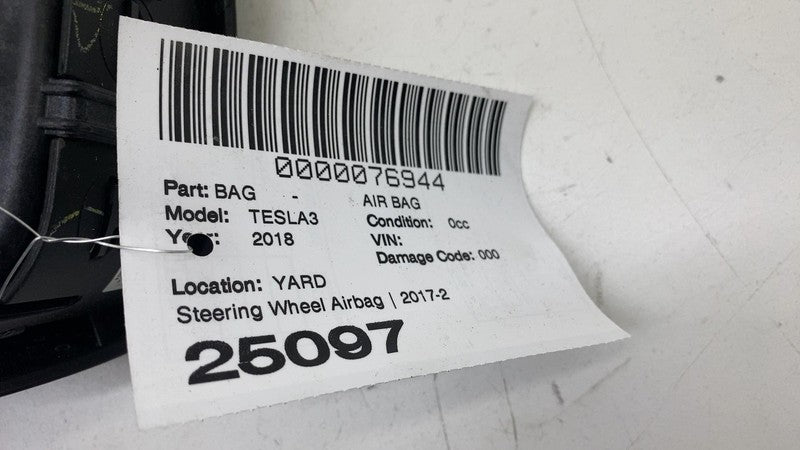 109683500J ⭕ 2017-2023 Tesla Model 3 Front Driver Steering Wheel Safety Airbag 1096835-00-J