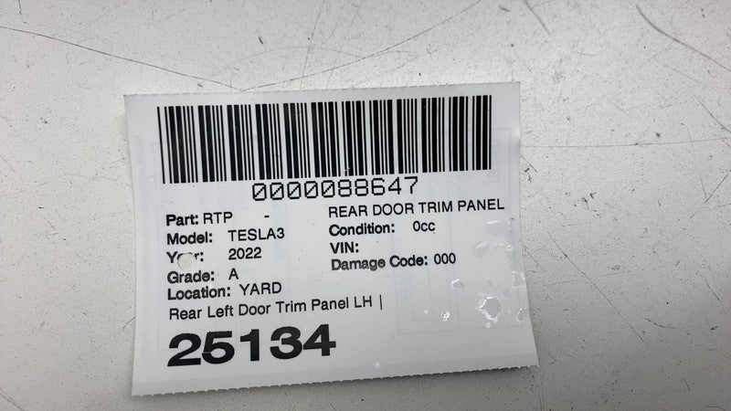 ⭕ 2021-2023 Tesla Model 3 Rear Driver Side Interior Door Panel Trim Ca