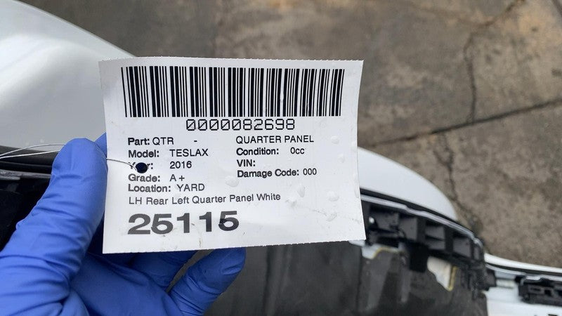 ⭕ 16-20 Tesla Model X MX Rear Left Quarter Panel Structural Cutout LH White PPSW