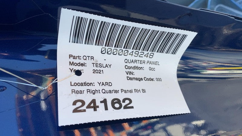 2020-2023 Tesla Model Y Rear Right Quarter Panel Structural Cutout RH Blue PPSB