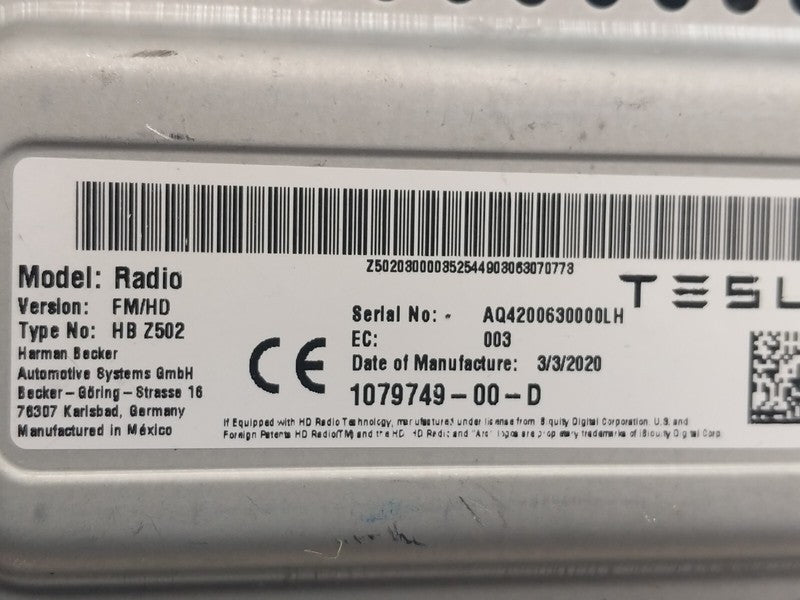 1079749 00 D ⭕ 2017-2023 Model 3 Harman Becker FM HD Audio Radio Receiver Module 1079749-00-D