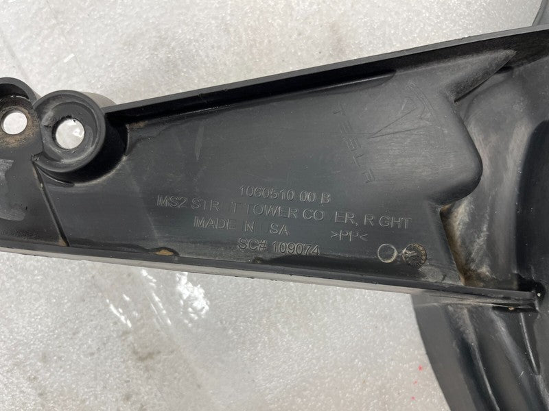 106051000B ⭕ 16-20 Tesla Model S Front Right Underhood Shock Tower Cover Trim 1060510-00-B