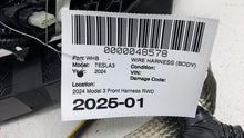 2024 Tesla Model 3 M3 Inner Main Body Wire Wiring Harness Plugs Connectors