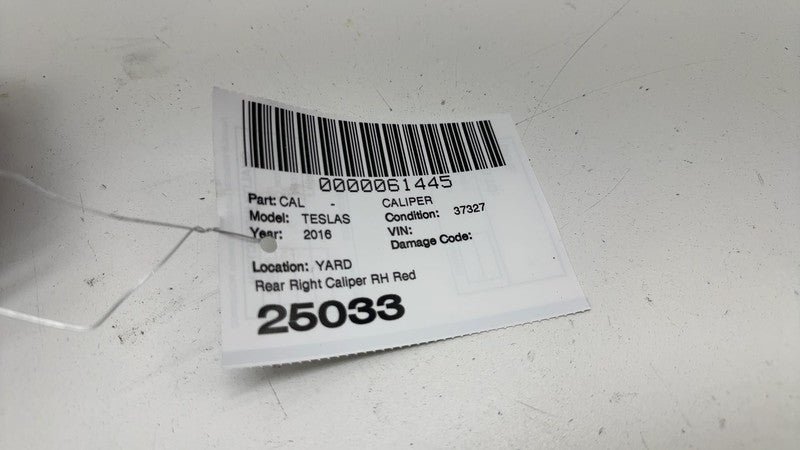 ⭕ 12-20 Tesla Model S Rear Passenger Side Caliper Red w/ Brake Hose Li