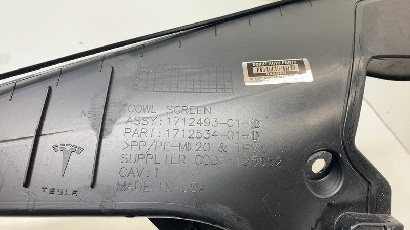 171253401D ⭕ 24-25 Model 3 Front Windshield Wiper Cowl Screen Underhood Trim 1712493-01-D