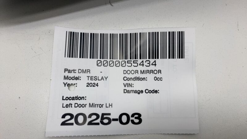 2020-2024 Tesla Model Y MY Left Exterior Rear View Door Mirror RH (NO SKULL CAP)