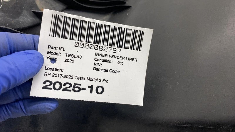 108158200D ⭕ 18-23 Tesla Model 3 Front Right Wheel Fender Liner Splash Shield 1081582-00-D