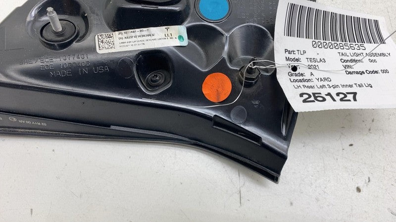 ⭕ 17-23 Tesla Model 3 Rear Left Inner Taillight LED Tail Lamp 3-Pin 10