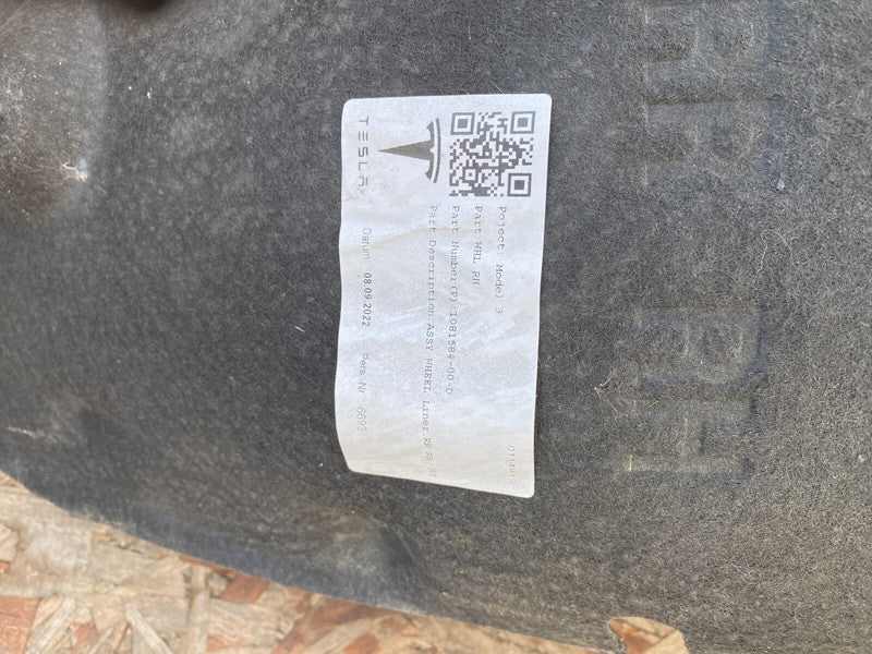 ⭕17-23 Model 3 Rear Right Wheel Fender Liner Splash Shield Guard RH 10