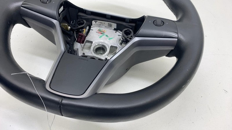 110532400E ⭕ 2017-2020 Tesla Model 3 M3 Steering Wheel Leather Black Assembly 1105324-00-E