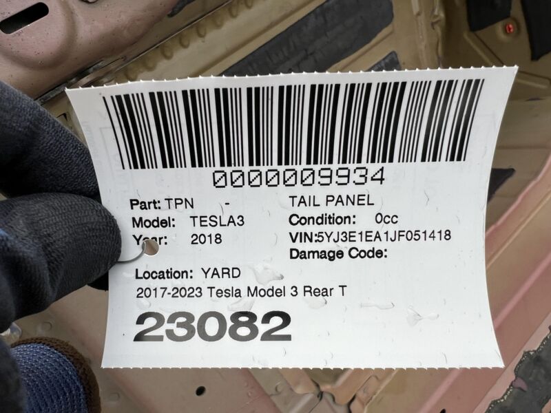 2017-2023 Tesla Model 3 Rear Tail Panel Bucket + Upper & Lower Rail Structural