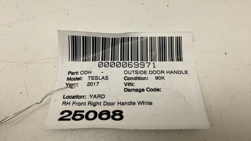 ⭕ 16-20 Model S Front Right Exterior Door Handle Outer White - PPSW 10