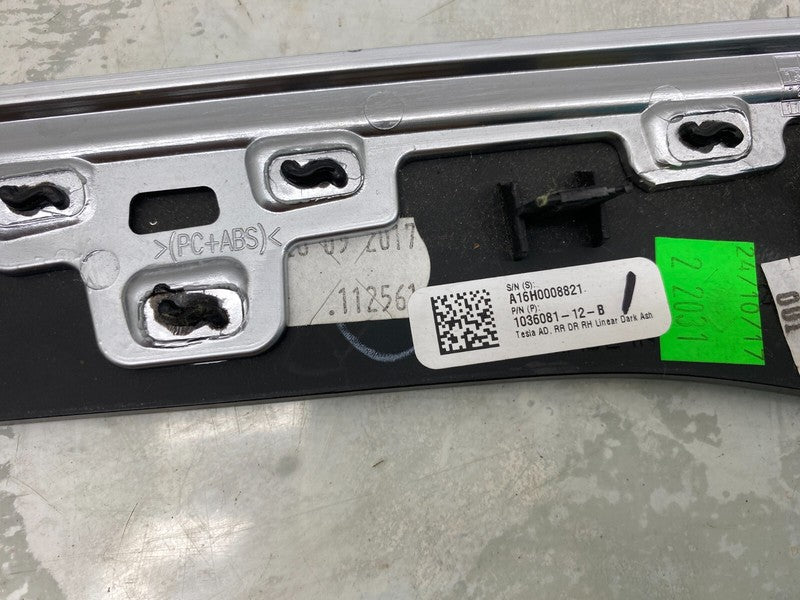 1036081-12-B ⭕ 16-20 Model X Rear Right Door Trim Card Molding (Linear Dark Ash) 1036081-12-B