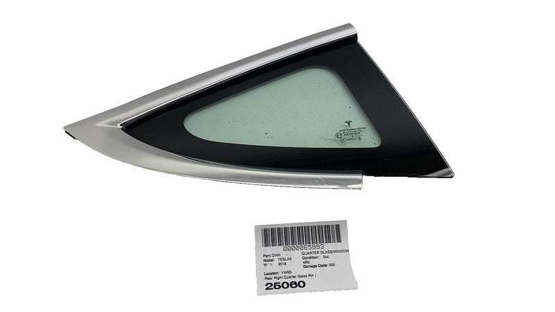 108070600C ⭕ 2017-2020 Tesla Model 3 Rear Right Quarter Fixed Window Glass RH 1080706-00-C