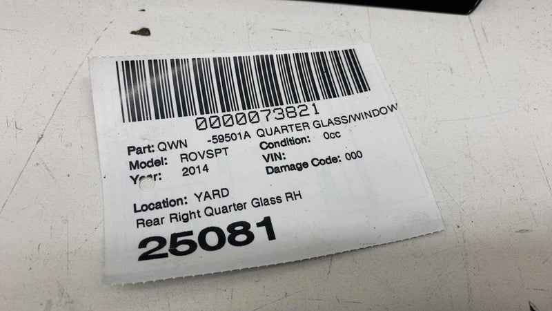 ⭕ 2014-2022 Range Rover Sport Rear Passenger Side Quarter Window Glass