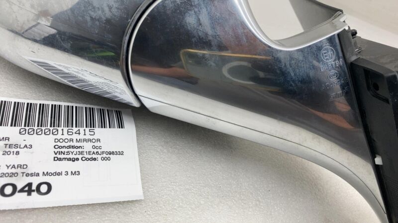 2017-2020 Tesla Model 3 Driver Exterior Rear View Door Mirror Left Black - PBSB