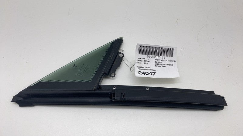 ⭕ 12-20 Tesla Model S Front Right Door Window Corner Vent Quarter Glas