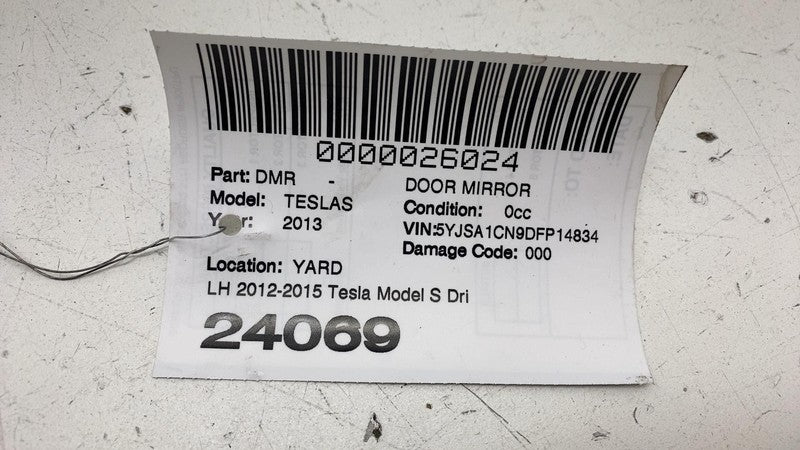 ⭕ 2012-2015 Tesla Model S Left Exterior Rear View Door Mirror (NO SKUL