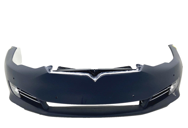 1056370-S0-A ⭕ 2016-2020 Tesla Model S Front Bumper Cover w/ Foglight & Sensor Hole Assembly
