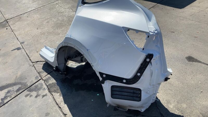 ⭕ 2020-2023 Tesla Model Y Rear Left Quarter Panel Structural Cutout White PPSW