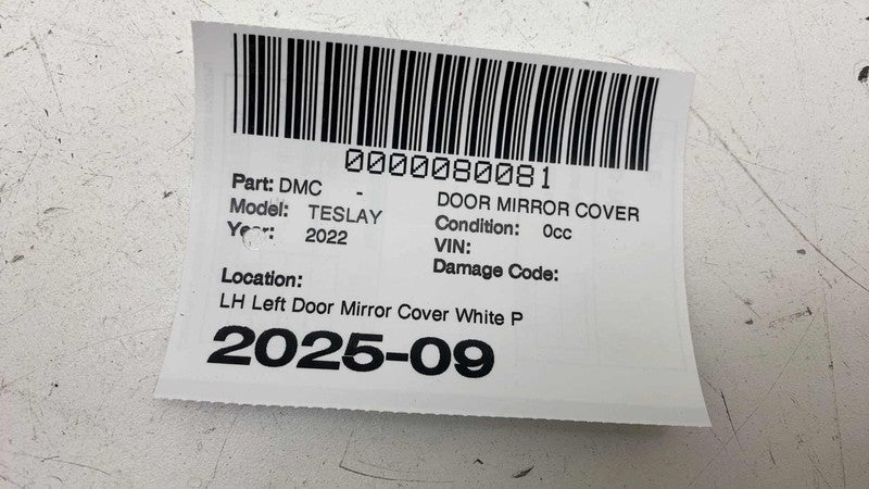 ⭕ 20-24 Model Y MY Left Door Mirror Skull Cap Cover LH White - PPSW 14