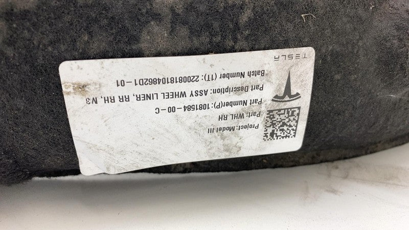 108158400C 2017-2023 Tesla Model 3 Rear Right Wheel Fender Liner Splash Shield 1081584-00-C