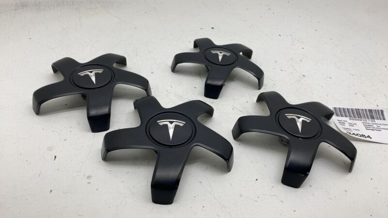 104423400A 17-23 Model 3 Wheel Center Machined Hub Cap Cover Stiletto Black x4 1044234-00-A