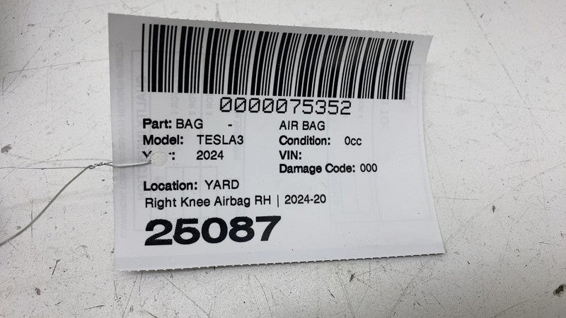 ⭕ 2024-2025 Tesla Model 3 M3 Lower Knee Safety Airbag Module Right 107