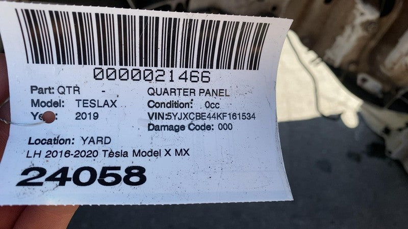 ⭕ 2016-2020 Tesla Model X Rear Driver Side Quarter Panel Cutout Left W