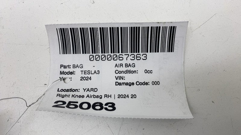 ⭕ 2024 2025 Tesla Model 3 M3 Lower Knee Safety Airbag Module Right 107